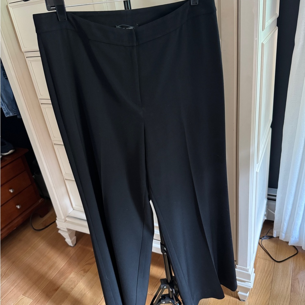 St. John Caviar Wide-Leg Tailored Pants